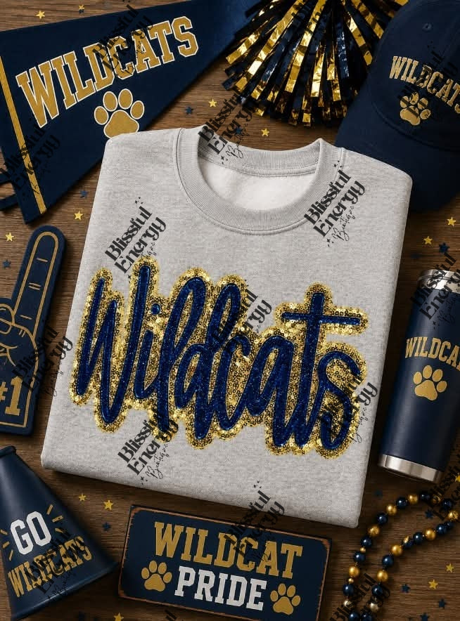 Wildcats Sequin Embroidered Crewneck