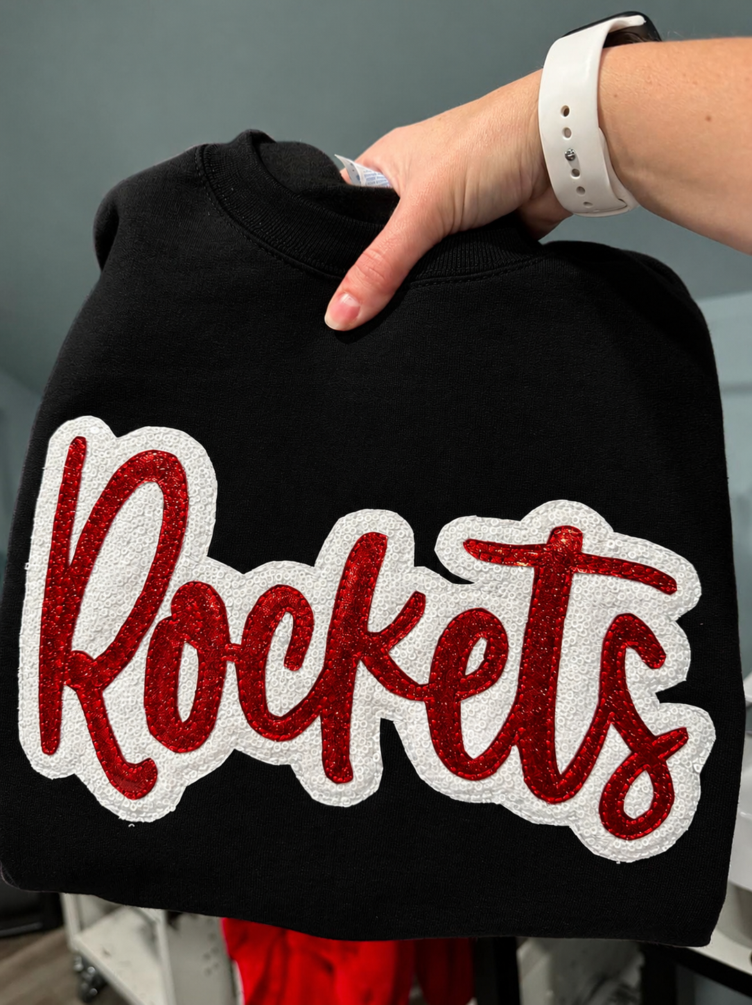 Rockets Sequin Embroidered Crewneck