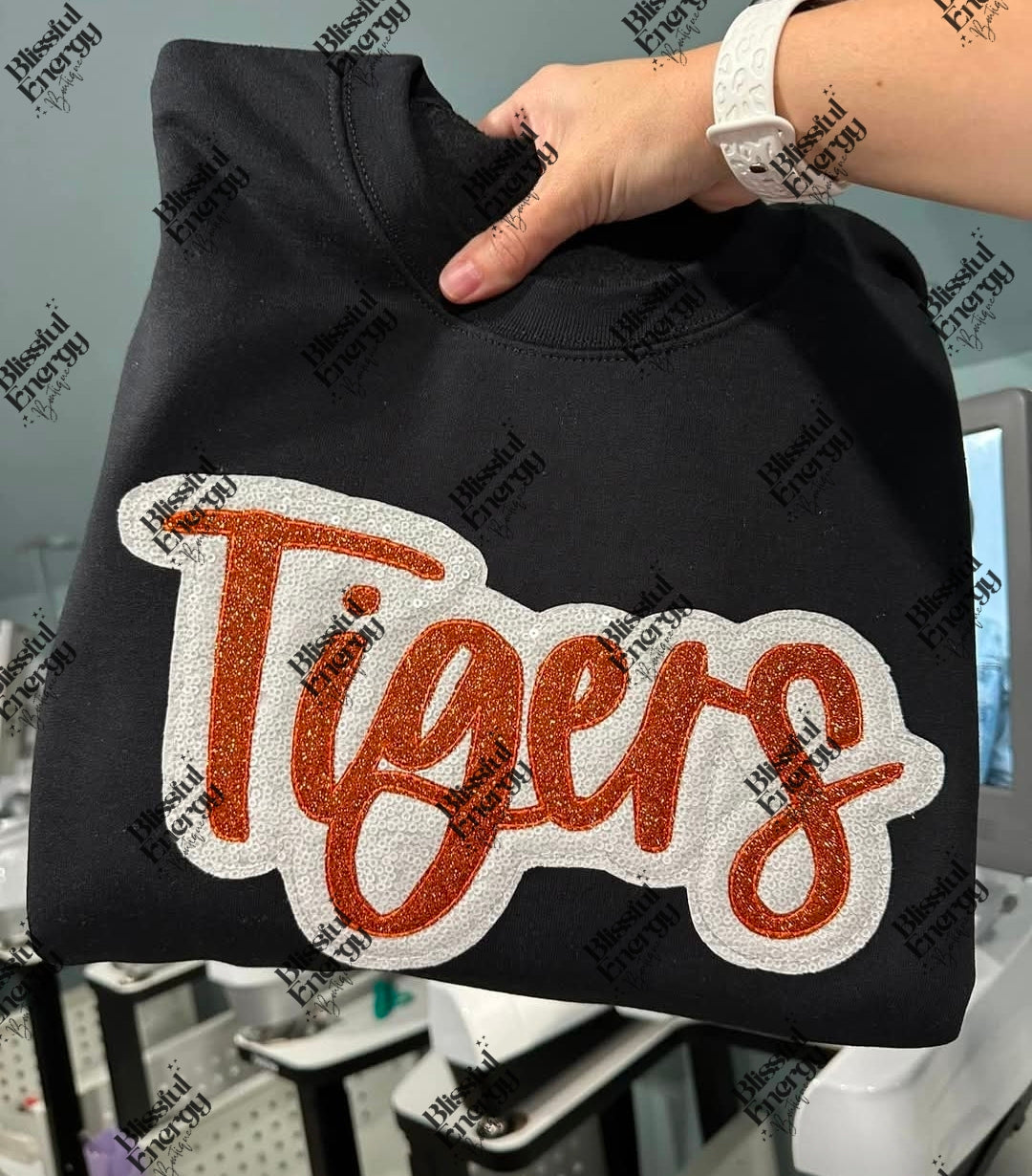 Tigers Sequin Embroidered Crewneck