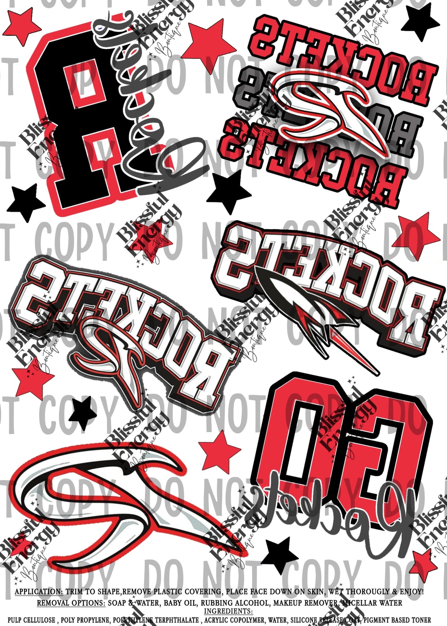 Rockets Tattoo Sheet